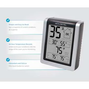 AcuRite Wireless Digital Indoor Thermometer and Hygrometer Monitor for Inside Temperature and Humidity Measurements (00613)