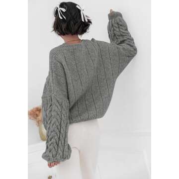 PRETTYGARDEN Oversized Cable Knit Sweater for Women