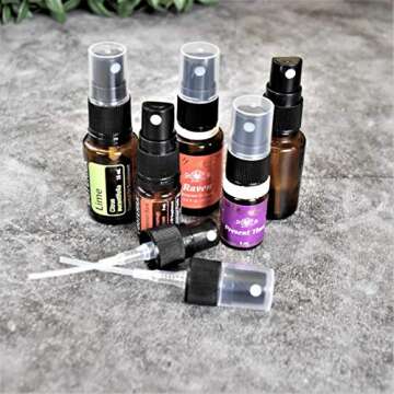 Holistic Oils Spray Tops for Essential Oil Bottles - 12 Essential Oil Spray Bottle Tops Oil Spray Tops Oil Mist Sprayer Replacement Pump Reusable Tops for 5 ml, 15 ml 20 ml Essential Oil Bottles