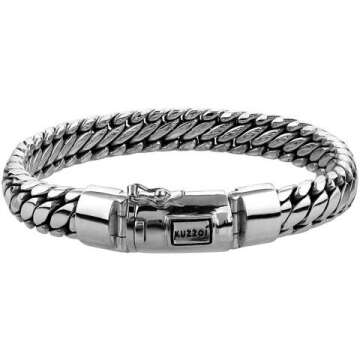 Kuzzoi Sterling Silver Byzantine Bracelet for Men