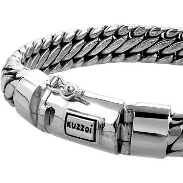 Kuzzoi Sterling Silver Byzantine Bracelet for Men