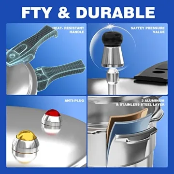 WantJoin 6Qt Aluminum Pressure Cooker with Safety Features