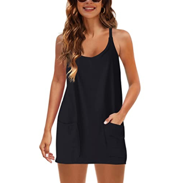 Athletic Sleeveless Mini Dress with Built-in Shorts