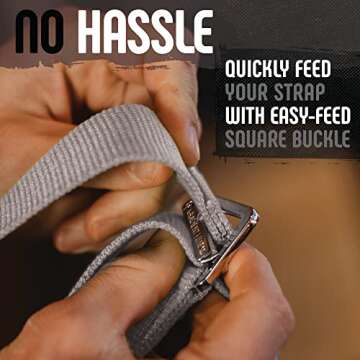 Gradient Fitness Yoga Strap, Friction-Less Easy-Feed Buckle, Yoga Straps for Stretching, Super Soft Cotton/Polyester Blend Webbing, Yoga band, Free eGuide. (8 Feet) Gray