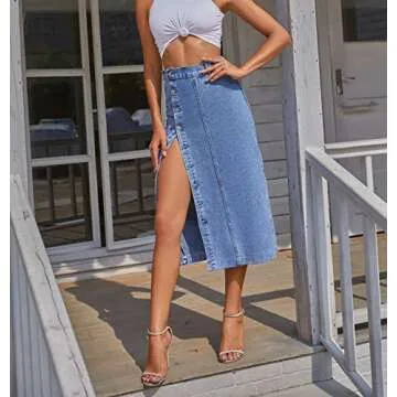 Stylish Blue Midi Jean Skirt for All Occasions