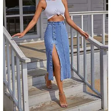 Stylish Blue Midi Jean Skirt for All Occasions