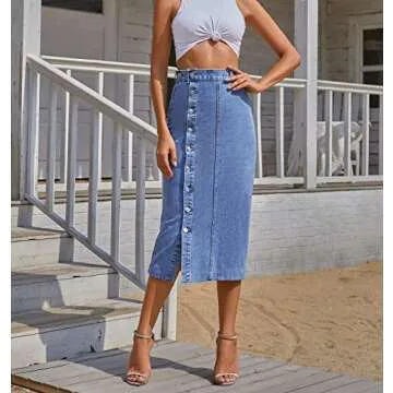 Stylish Blue Midi Jean Skirt for All Occasions