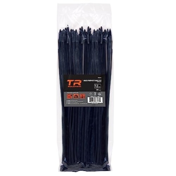 TR Industrial Multi-Purpose UV Resistant Black Cable Ties for Crafts, Gardening, 100 Pack