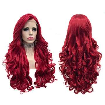 IMSTYLE Lace Front Wigs Long Wavy Synthetic Wig for Women Natural Hairline Mera Cosplay Party Hallow...