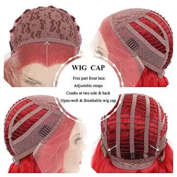 IMSTYLE Lace Front Wigs Long Wavy Synthetic Wig for Women Natural Hairline Mera Cosplay Party Halloween Heat Resistant Hair 26inch (Red #3100) (Red)