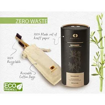 Natural Charcoal Bamboo Toothbrush - Soft Medium Charcoal Bristle - Pack of 4 Toothbrushes - BPA Free Bristles - Non Electric Toothbrush: 100% Eco Friendly - Zero waste product