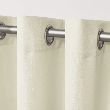 Loha Linen Grommet Curtain Panel Pair 54x96 Ivory