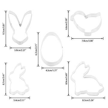 Spring Easter Cookie Cutters - 5 Stainless Steel 3D Cutters Molds Shapes for Making Muffins, Biscuits, Sandwiches, Bread, etc.…