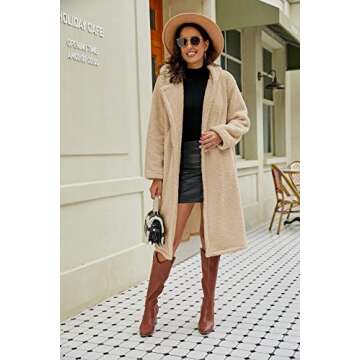 YYW Women's Long Hooded Fleece Coat with Pockets