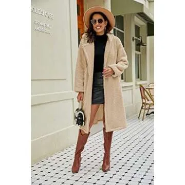 YYW Women's Long Hooded Fleece Coat with Pockets