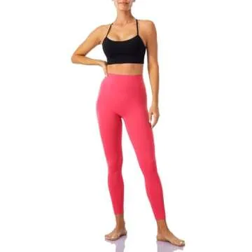 Lavento Women's All Day Soft Yoga Leggings High-Rise 25" - No Front Seam Workout Active Legging for Woman (Glaze Pink, 8)