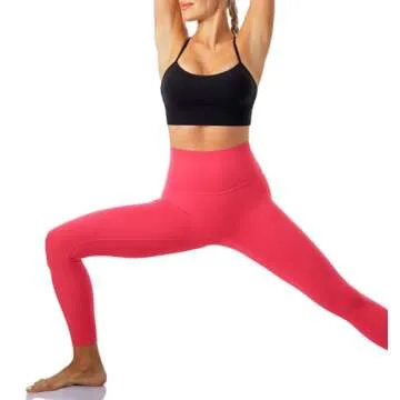 Lavento Women's All Day Soft Yoga Leggings High-Rise 25" - No Front Seam Workout Active Legging for Woman (Glaze Pink, 8)