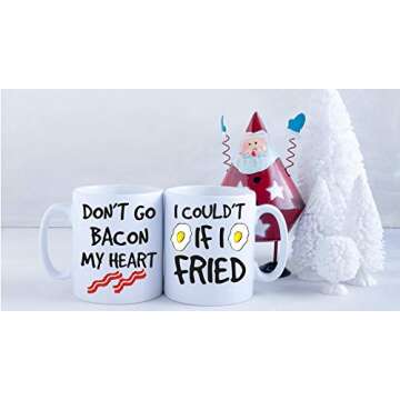 AW Fashions Don't Go Bacon My Heart, Could't If I Fried - Funny Couple Mug - (2) 11OZ Coffee Mug - F...