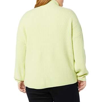 Amazon Essentials Women's Sweaters, Dressy Casual, Mid Gauge Stretch, Half Zip, Polo Collar, Bright Olive Green, Large