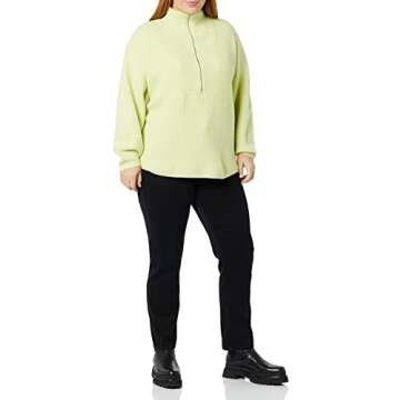 Amazon Essentials Women's Sweaters, Dressy Casual, Mid Gauge Stretch, Half Zip, Polo Collar, Bright Olive Green, Large