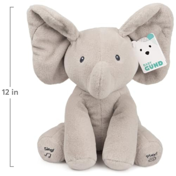 Baby GUND Animated Flappy the Elephant Plush, Singing Stuffed Animal Baby Toy for Ages 0 and Up, Gray, 12"