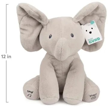 Baby GUND Animated Flappy the Elephant Plush, Singing Stuffed Animal Baby Toy for Ages 0 and Up, Gray, 12"
