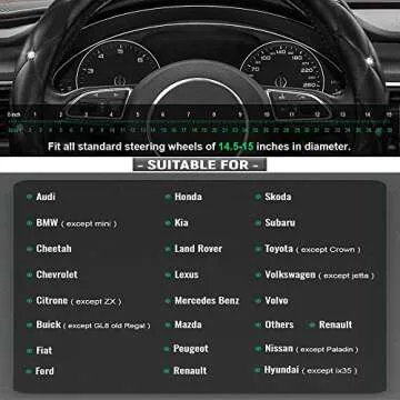 Xizopucy Diamond Leather Bling Steering Wheel Cover, Universal Car Steering Wheel Protector with Crystal Rhinestones Anti-Slip Soft Interior Accessories for Women and Girl Fit 15 inch -Black