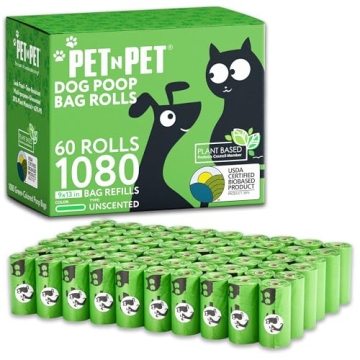 Pet N Pet 1080 Counts Green Poop Bags - Eco-Friendly & Durable