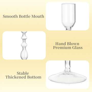 Hewory Glass Candle Holder Set: 4PCS Clear Glass Candlestick Holders Vintage Taper Candle Holders for Candlesticks, Unique Candle Sticks Holder Decor for Table Dinner Festival Events Decorations