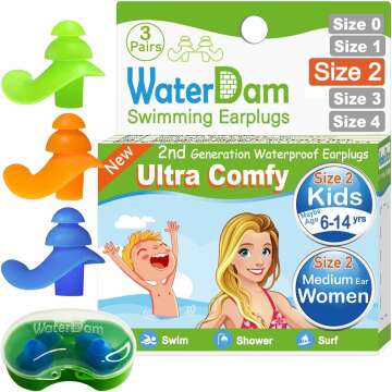 WaterDam Swimming Ear Plugs - Comfortable Waterproof Ear Protection For All