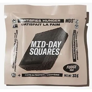 Mid-Day Squares Brownie Batter Protein Chocolate Bars, 1.16 Oz each, 2 Packs (24 Squares) | Made with Real Chocolate, 6g Plant Protein, 4g Fiber, Gluten Free, Certified Vegan