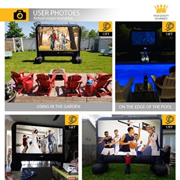 VIVOHOME 15 Feet Indoor and Outdoor Inflatable Blow up Mega Movie Projector Screen with Carry Bag for Front and Rear Projection