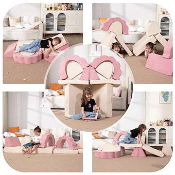 LOAOL Kids Couch, Modular Kids Play Couch, Multifunctional Foam Toddler Couch for Playroom, Imaginative Convertible Foam Couch for Creative Girls and Boys, Kids Couch Toddler Sofa