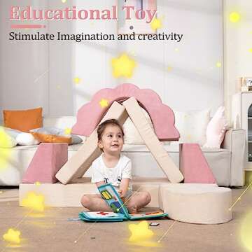 LOAOL Kids Couch, Modular Kids Play Couch, Multifunctional Foam Toddler Couch for Playroom, Imaginative Convertible Foam Couch for Creative Girls and Boys, Kids Couch Toddler Sofa