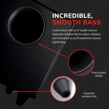 Audioengine S8 Powered Subwoofer Speaker - 250W 8-inch Home Woofer with Built-in Amplifier and Dual Audio Inputs for Home Audio