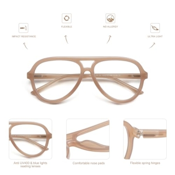 Stylish AMOMOMA Retro Aviator Reading Glasses in 3 Colors