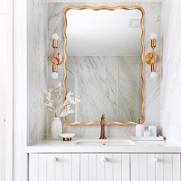 Stunning 24x36 Inch Gold Ripple Bathroom Mirror