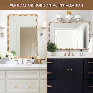 Stunning 24x36 Inch Gold Ripple Bathroom Mirror