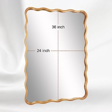 Stunning 24x36 Inch Gold Ripple Bathroom Mirror