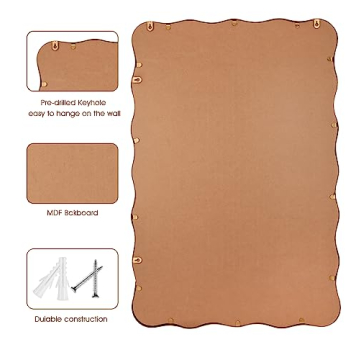 Stunning 24x36 Inch Gold Ripple Bathroom Mirror