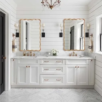 Stunning 24x36 Inch Gold Ripple Bathroom Mirror