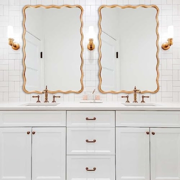 Stunning 24x36 Inch Gold Ripple Bathroom Mirror