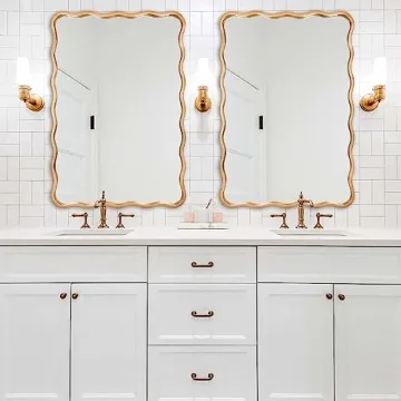 Stunning 24x36 Inch Gold Ripple Bathroom Mirror