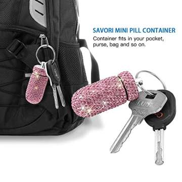 Portable Pill Case Pill Container Waterproof Pill Holder with Keychain Bling Pill Box Medicine Dispe...