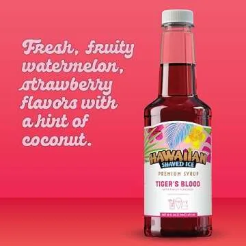 Hawaiian Shaved Ice Syrup, Tiger's Blood - Perfect for Snow Cones and Slushies