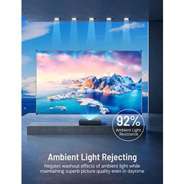 Projector Screen, Paris Rhône 100” 4K Ultra HD 16:9 Ambient Light Rejecting Fixed Frame ALR Projector Screen, Ceiling Light Rejecting Projection Screen for Ultra-Short Throw Projectors