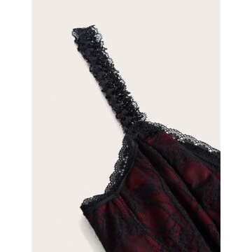 SHENHE Women's Lace Bow Front Spaghetti Strap V Neck Camisole Y2K Goth Crop Top Tank Red Plus XX-Large Plus