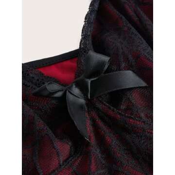 SHENHE Women's Lace Bow Front Spaghetti Strap V Neck Camisole Y2K Goth Crop Top Tank Red Plus XX-Large Plus