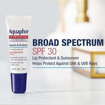Aquaphor Lip Repair Lip Balm with Sunscreen, Lip Protectant, Lip Balm SPF 30, 0.35 Oz Tube (Pack of 2)
