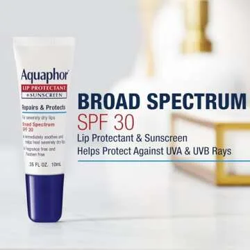 Aquaphor Lip Repair Lip Balm with Sunscreen, Lip Protectant, Lip Balm SPF 30, 0.35 Oz Tube (Pack of 2)